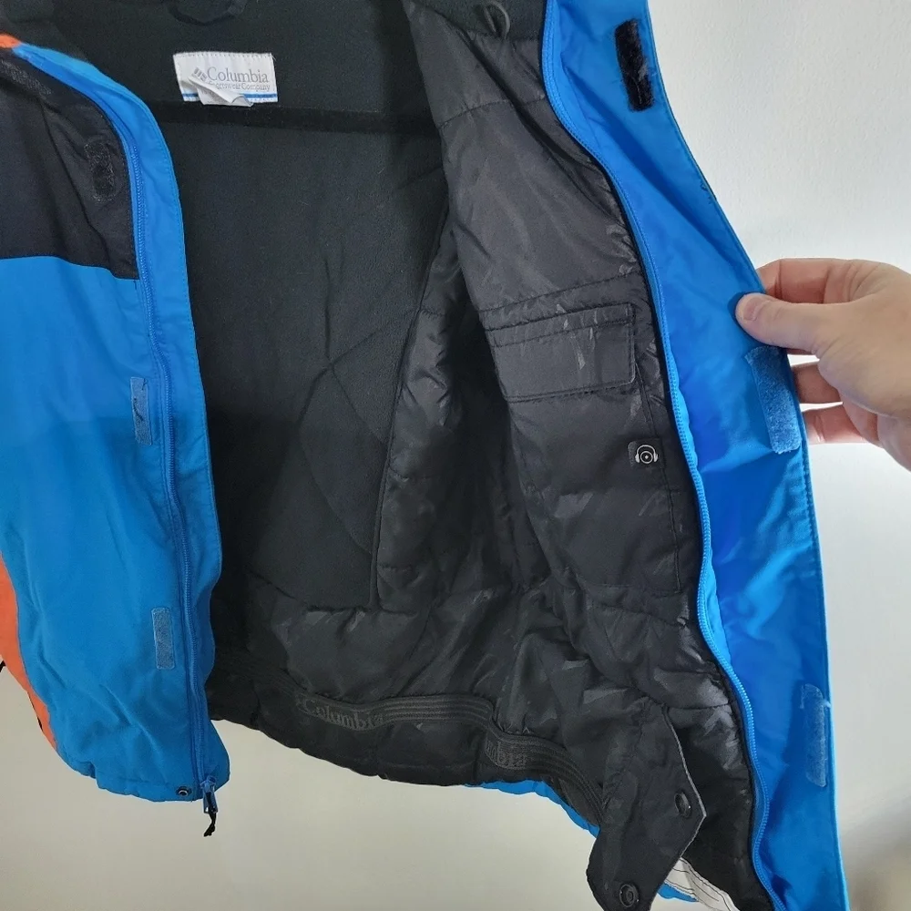 Boy's Columbia Omni-Tech Black and Blue Jacket w Orange Highlights, Size M 10-12
